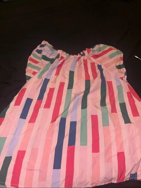 entro Pink Multicolor Striped Flutter Sleeve Tunic - Picture 3 of 3